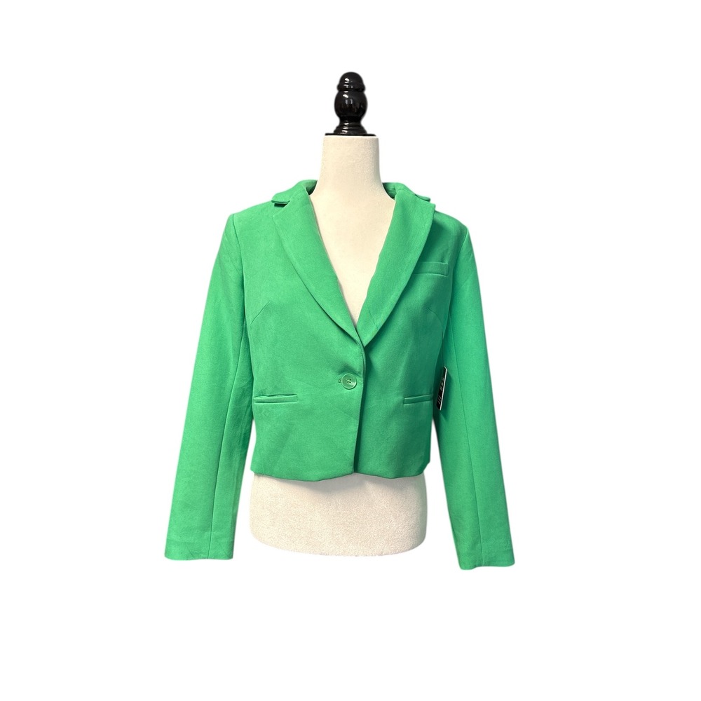 Express Cropped Blazer Women Green‎ Single Button Jacket Size M NWT